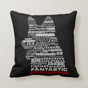 German Shepherd in Words Throw Pillow