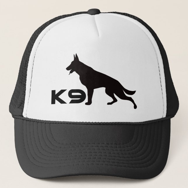 German Shepherd K9 Black Trucker Hat (Front)