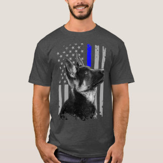 German Shepherd K9 Unit Thin Blue Line Flag Gift T-Shirt