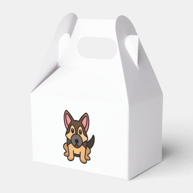 german shepherd kawaii black and tan cartoon favor boxes (Back Side)