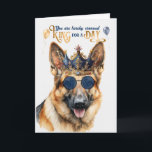German Shepherd King for a Day Funny Birthday Card<br><div class="desc">The German Shepherd dad or lover of the breed is sure to get a kick out of this funny King for a Day birthday card with a shepherd in a blue crown and awesome sunglasses.</div>