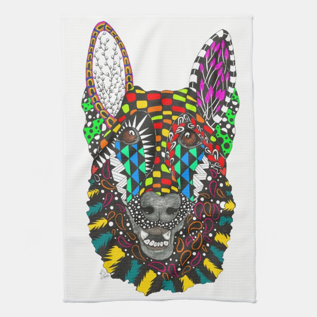 German Shepherd Kitchen Towel - Customizable (Vertical)