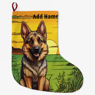 German Shepherd Large Christmas Stocking