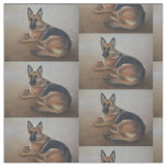 German Shepherd Laying Dog Art Fabric