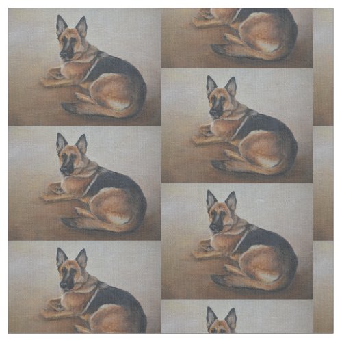 German Shepherd Laying Dog Art Fabric