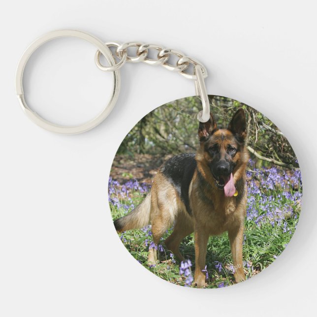German Shepherd Laying Down Keychain (Front)