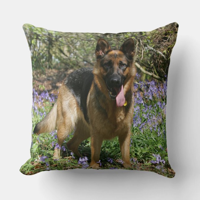 German Shepherd Laying Down Throw Pillow (Front)