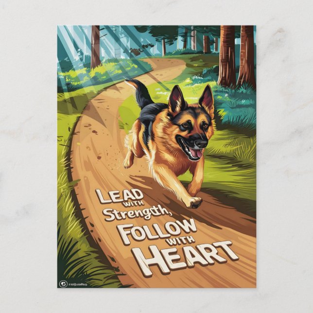 German Shepherd Leading Through Woods Postcard (Front)