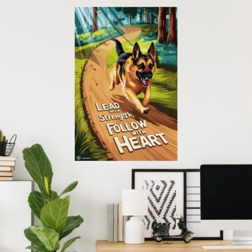 German Shepherd Leading Through Woods Poster