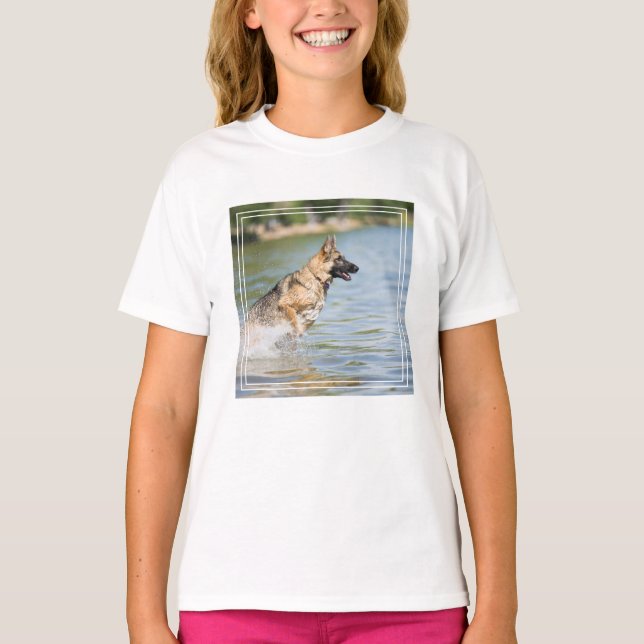 German Shepherd Leaps Into Water T-Shirt (Front)