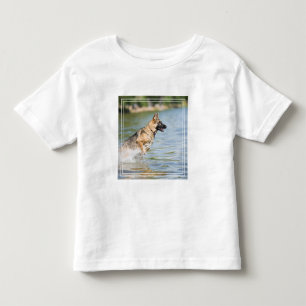 German Shepherd Leaps Into Water Toddler T-shirt