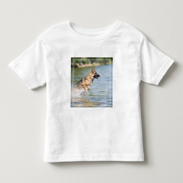 German Shepherd Leaps Into Water Toddler T-shirt (Front)