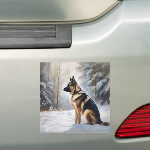 German Shepherd Let It Snow Christmas Car Magnet