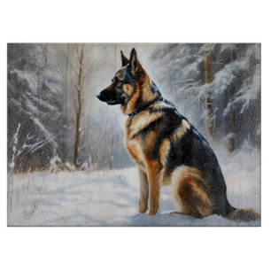 German Shepherd Let It Snow Christmas Cutting Board