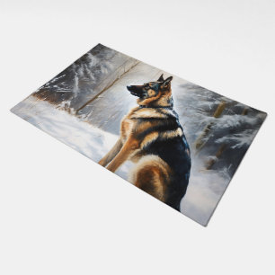 German Shepherd Let It Snow Christmas Doormat