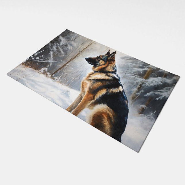 German Shepherd Let It Snow Christmas Doormat (Angled)