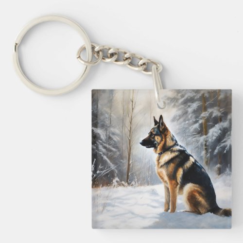 German Shepherd Let It Snow Christmas Keychain