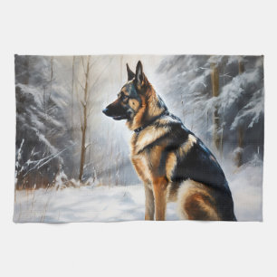 German Shepherd Let It Snow Christmas Kitchen Towel