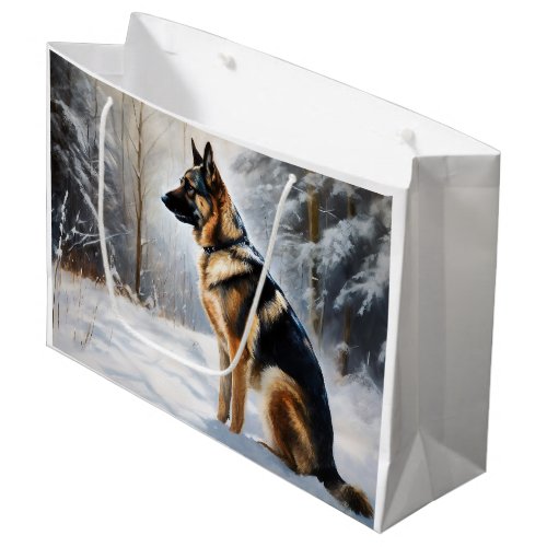 German Shepherd Let It Snow Christmas Large Gift Bag
