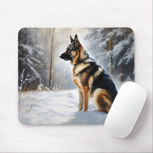 German Shepherd Let It Snow Christmas Mouse Pad