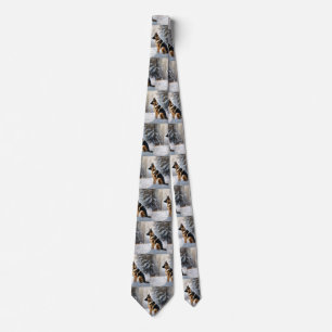 German Shepherd Let It Snow Christmas Neck Tie