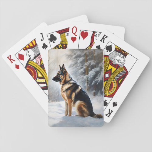 German Shepherd Let It Snow Christmas Playing Cards