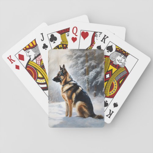 German Shepherd Let It Snow Christmas Poker Cards