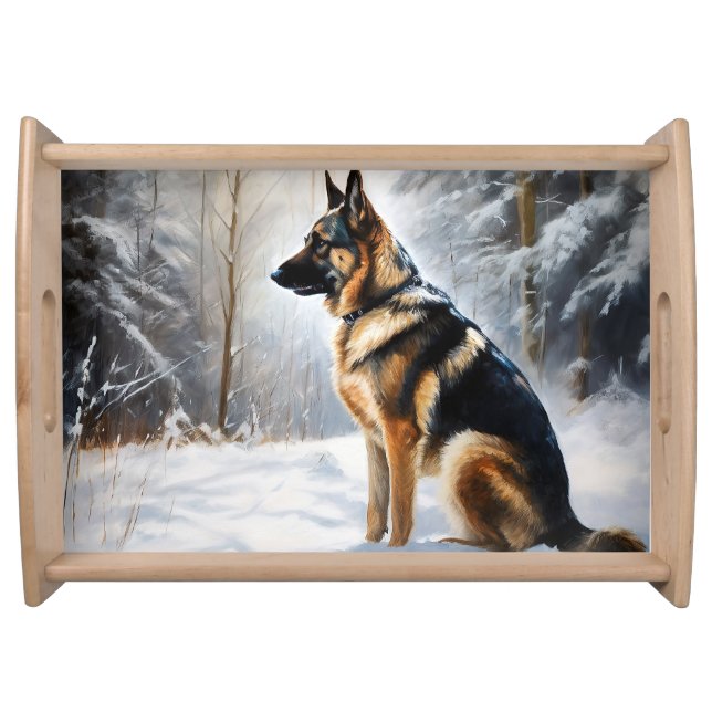 German Shepherd Let It Snow Christmas Serving Tray (Front)