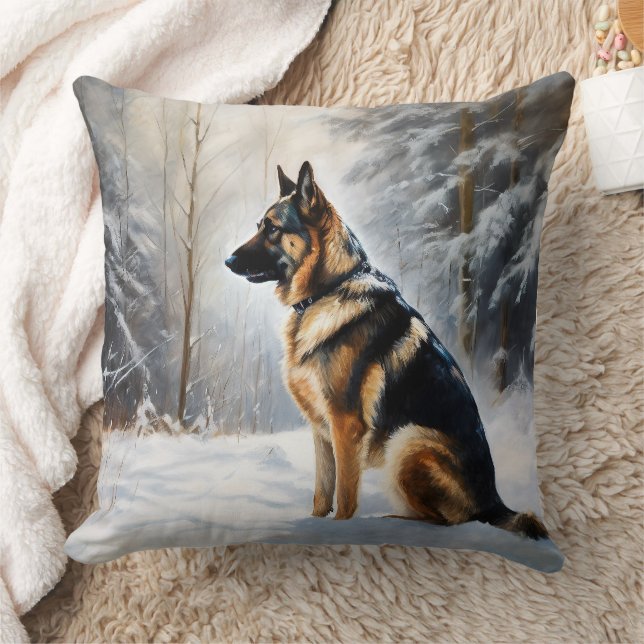 German Shepherd Let It Snow Christmas Throw Pillow (Blanket)
