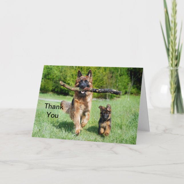 German Shepherd Letterpress Thank You Card (Front)