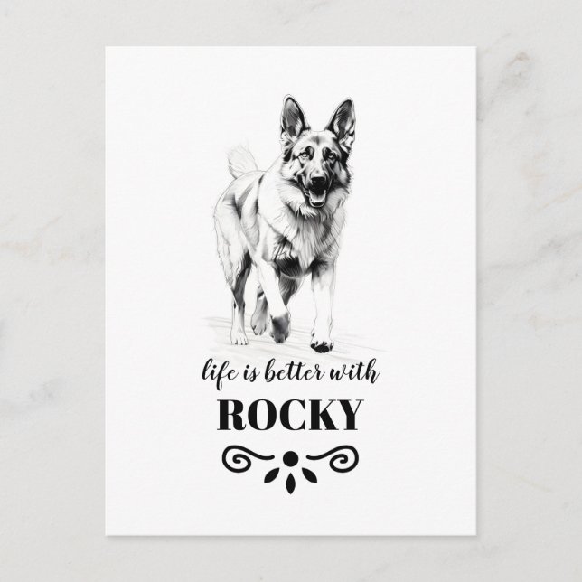 German Shepherd Life better with Custom Dog Name Postcard (Front)