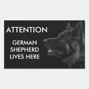 German shepherd lives here warning rectangular sticker