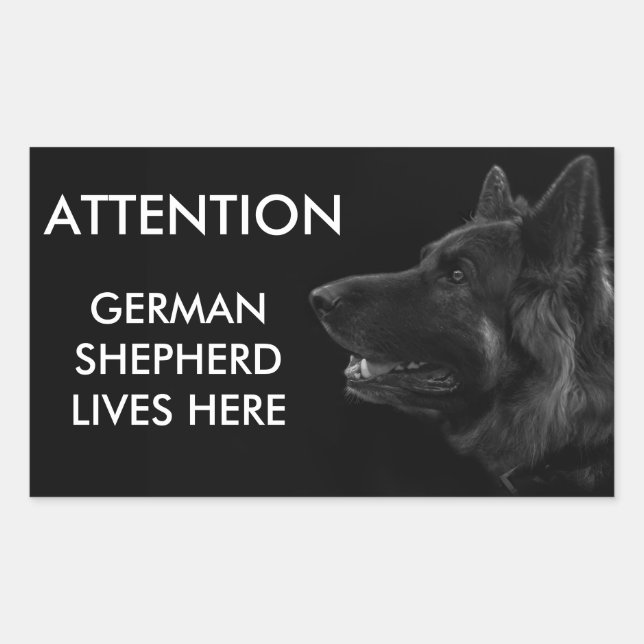 German shepherd lives here warning rectangular sticker (Front)