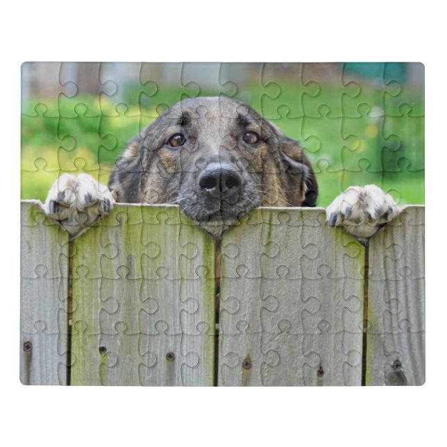 German Shepherd Looking Over Fence Jigsaw Puzzle (Puzzle Horizontal)
