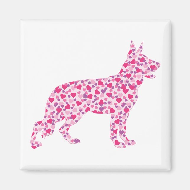 German Shepherd Love Hearts Magnet (Front)