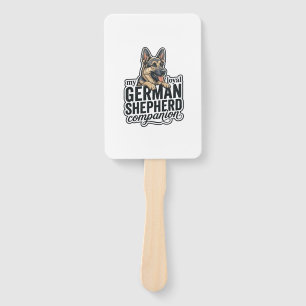 German Shepherd Lover Vintage Engraving Dog Typogr Hand Fan