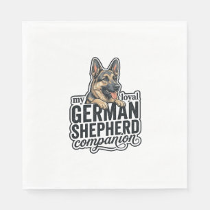 German Shepherd Lover Vintage Engraving Dog Typogr Napkins