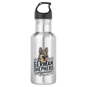 German Shepherd Lover Vintage Engraving Dog Typogr Stainless Steel Water Bottle