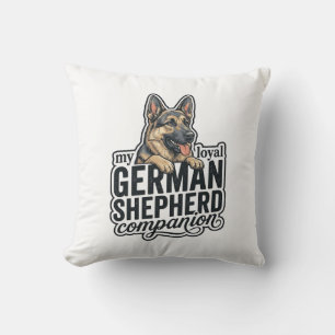 German Shepherd Lover Vintage Engraving Dog Typogr Throw Pillow