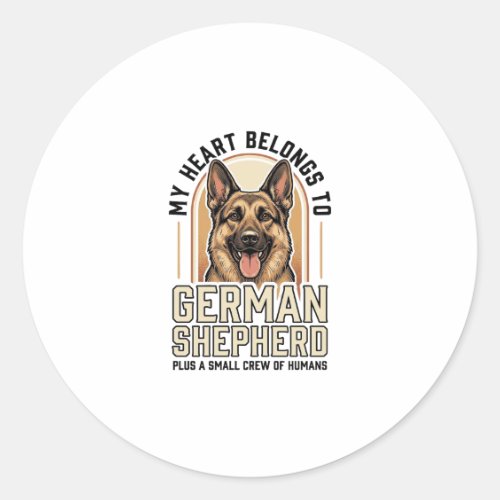 German Shepherd Lover Vintage Engraving Funny Dog Classic Round Sticker
