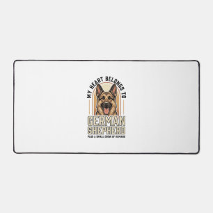 German Shepherd Lover Vintage Engraving Funny Dog Desk Mat