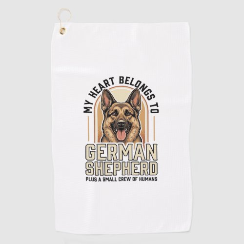 German Shepherd Lover Vintage Engraving Funny Dog Golf Towel