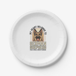 German Shepherd Lover Vintage Engraving Funny Dog Paper Plates