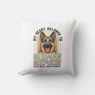 German Shepherd Lover Vintage Engraving Funny Dog Throw Pillow