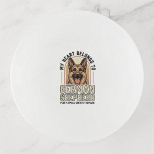 German Shepherd Lover Vintage Engraving Funny Dog Trinket Tray