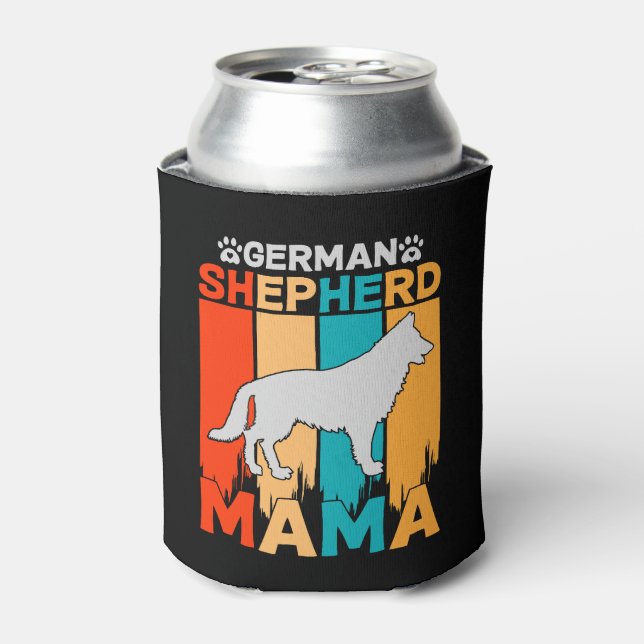 German Shepherd MAMA, Blue Brown  Can Cooler (Can Front)