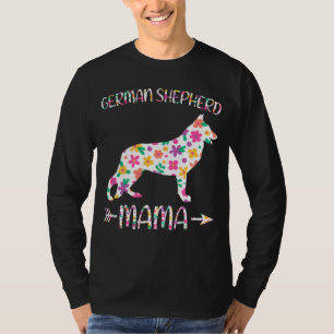 German Shepherd Mama Floral Dog Mom Mothers Day T-Shirt