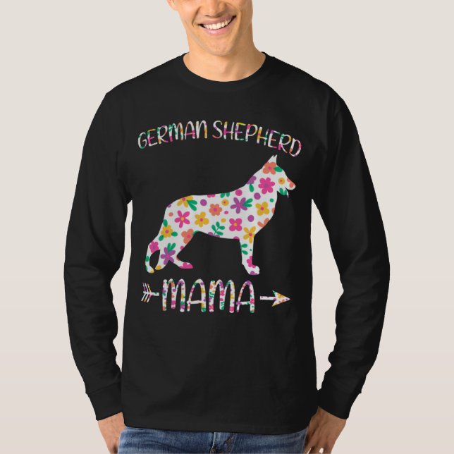 German Shepherd Mama Floral Dog Mom Mothers Day T-Shirt (Front)