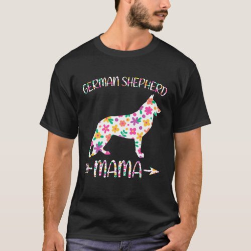 German Shepherd Mama Floral Dog Mom Mothers Day T-Shirt