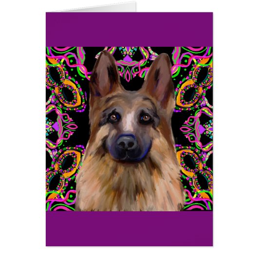 German Shepherd Mardi Gras Cards (Front)